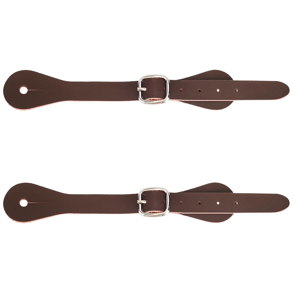 GORGECRAFT 2PCS Genuine Leather Spur Straps Saddle Brown 7-10 Inch Adjustable Single Ply Western Cowboy Boots Belt Detachable Buckle Shoelace Ankle Shoe Strap Band for Men Women Horse Riders