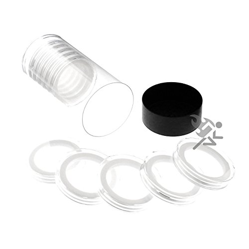 Black Lid Capsule Tube & 10 Air-Tite X Deep 38mm White Ring Coin Holders for Queen's Beast Coins