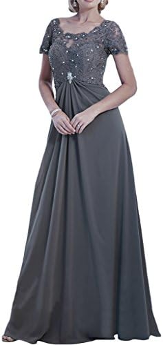 Vienna Bride 2017 Long Lace Applique Evening Party Gown Chiffon-4-Grey