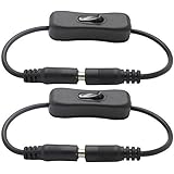 RGBZONE (2 Pack ) Led Strip Light 12V Inline On/off Switch Cable DC Jack (5.5x2.1mm) Male to Female Dc power adapter Connector -Black