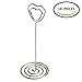 BERON Set of 20 3.5 Inch Wire Photo Clips with Heart-Shaped Holder and Spiral Base for Tabletop Use (Silver)