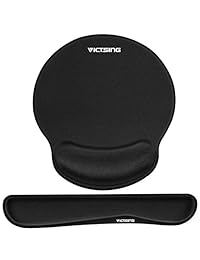 VicTsing - Reposamuñecas y alfombrilla de ratón con soporte para muñeca, juego de espuma viscoelástica para ordenador portátil Mac, duradero y cómodo y ligero para fácil escritura y alivio del dolor