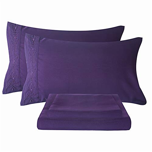 Bedlifes Purple Sheets Twin Super Soft Microfiber Sheets 16"Deep