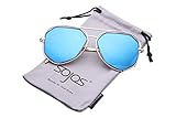 SojoS Fashion Metal Frame Flat Mirrored Lens Sunglasses SJ1004