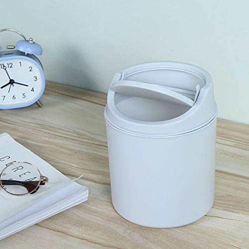 Beautyolove Countertop Swing Top Trash Can, Plastic Wastebasket Trash Bin for Bathroom Kitchen Vanity Countertops/Commercial Slim Trash Can (Gray)