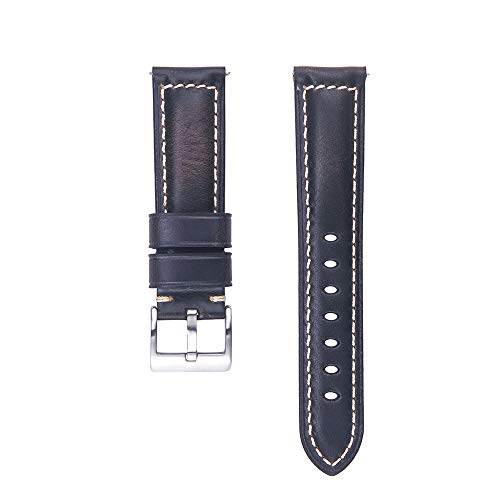 Berfine Quick Release Retro Leather Watch Band,Vintage OilTanned Pullup Leather Strap