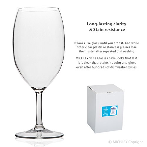 MICHLEY Unbreakable Wine Glasses, 100 Tritan Shatterproof Wine Glasses
