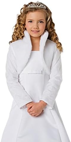 Girls Communion Flower Girl Faux Fur Jacket Bolero CJ120
