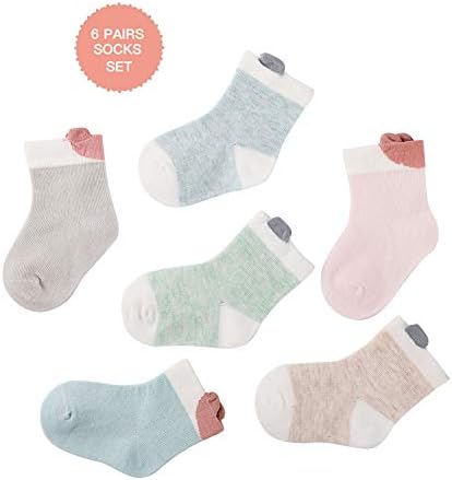 Organic Socks For Newborn Baby - 6 Pairs Girls Boys Infant Socks 0-6 Months Gift
