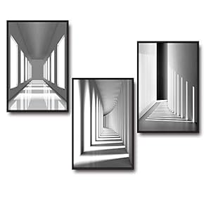 3 Piece Framed Canvas Wall Art for Living Room, Bedroom Geometrical Abstract Buildings VI Canvas Prints for Home Decoration Ready to Hang - 16"x24"x3 Panels