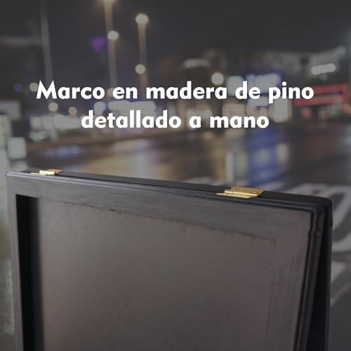 LA PIZARRONERIA - Pizarrón Negro de Gis Doble Vista, 119 x 54 cm, Marco de Madera de Pino, para Negocios de Moda, Restaurantes y Cafeterías