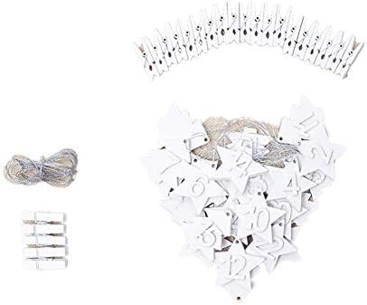 NimbleMinLki 1-24 Calendar Wooden Christmas Countdown Advent Star Tree DIY Gift Tags Decor - White