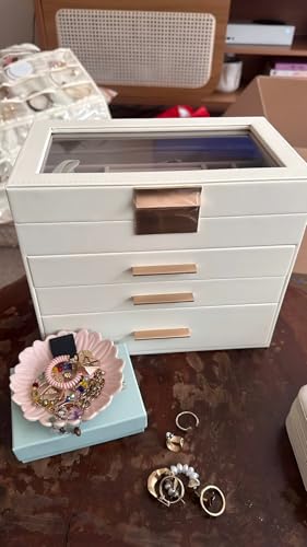 Porta Joias Organizadora com Gavetas, Organizador de Joias Grande com Múltiplos Compartimentos para Armazenamento e Decoração