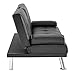 Naomi Home Low Profile Design: Convertible Folding Futon Sofa Bed Sleeper Couch for Living Room Faux Leather Upholstered Futon Sofa with Armrests, Metal Legs, 2 Cup Holders, Black