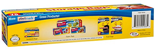Plastimade Disposable Plastic Storage Bags With Original Twist Tie, 1 Gallon Size, 150 Bags, Great For Home, Office, Vacation, Traveling, Sandwich, Fruits, Nuts, Cake, Cookies, Or Any Snacks (2 Packs)