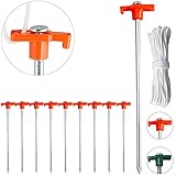 ABCCANOPY Tent Stake Pegs Garden Stakes, 10pcs Galvanized Non-Rust 10'' Pop up Pergolas Canopy Accessories Gazebo Accessories Peg Stakes Green Stopper Bonus 4pcs 10ft Ropes & 1 PVC top (Orange)