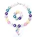 Bling Bling Chunky Bubblegum Necklace Unicorn Mermaid Fashion Beads and Bracelet Set for Girls (Unicorn Mermaid)