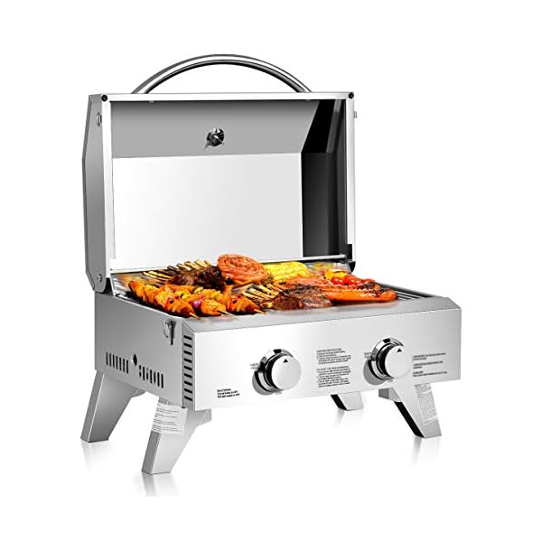 Giantex-Propane-Tabletop-Gas-Grill-Stainless-Steel-Two-Burner-BBQ-with-Foldable-Leg-20000-BTU-Perfect-for-Camping-Picnics-or-Any-Outdoor-Use-22-x-18-x-15-Silver
