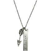 Brave Handstamped Resolution Bar Pendant with Arrow Charm, on an 18 inch stainless steel link chain