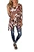 XUERRY Women Plus Size 3/4 Sleeve Tunic Tops Loose Floral Print Shirt(Taupe Red,XL)