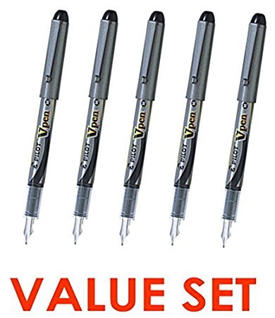 Pilot V Pen / Disposable Fountain Pens, Black Ink, Medium Point Value Set of 5ïŒˆWith Our Shop Original Product DescriptionïŒ‰
