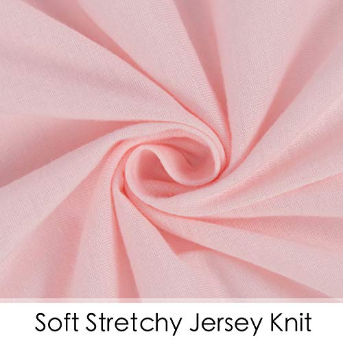 TILLYOU Changing Pad Cover Set in Soft Jersey Material - Fits 32"/34''x16" Contoured Pad for Babies,Peachy Pink & Lt Gray