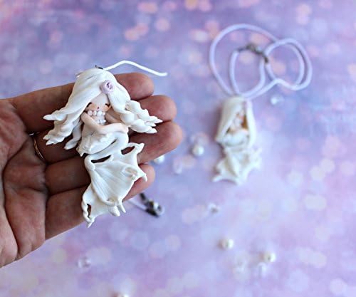 Mermaid with blond curly hair, girl pendant, white Mermaid doll, kids jewelry, children's accessories, Valentine's Day gift