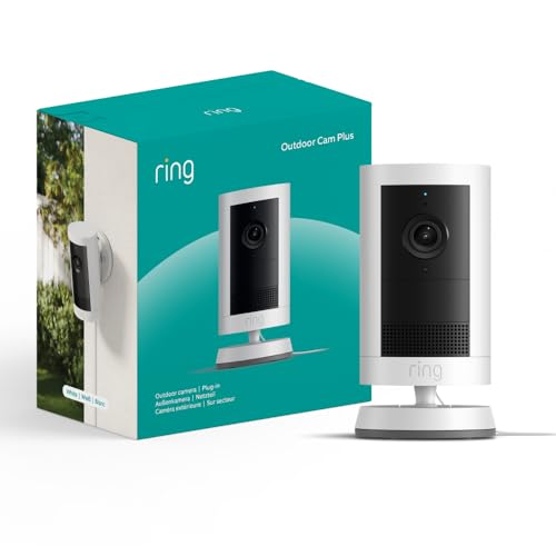 Ring Außenkamera Plus Netzstecker (Outdoor Camera Plus neueste generation) | 2K-Weitwinkelvideo | Kabellose Überwachungskamera zur Selbstinstallation | 30-tägig