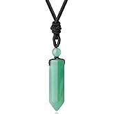 XIANNVXI Crystal Necklace for Men Women Adjustable Rope Hexagonal Point Healing Crystal Natural Stone Pendant Necklaces Gemstone Jewelry