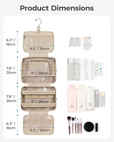 BAGSMART Travel Toiletry Bag Women's Toiletry Bag for Hanging Large Wash Bag Hand Luggage Travel Accessories for Women Girls Black