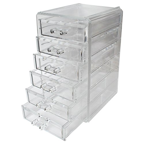 Clear Acrylic Plastic Makeup Storage Organizer Display 6 Drawer Tower