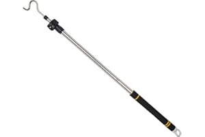 Greeily Clothes Hanger Reaching Hook Telescopic Adjustment clothes hook pole Light and can Extend from 37" to 65" with 4.7 "Hook and Sponge Handle.