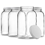 Paksh Novelty 1-Gallon Glass Jar Wide Mouth with Airtight Metal Lid - USDA Approved BPA-Free Dishwasher Safe Mason Jar for Fermenting, Kombucha, Kefir, Storing and Canning Uses, Clear.