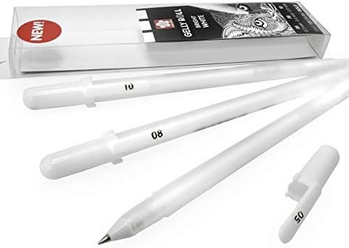 أقلام جل ساكورا رولر بيضاء لامعة 0 5 0 8 1 0 ملم، صندوق من 3 قطع Amazon Ae