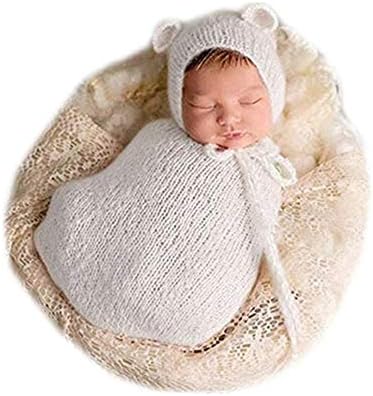 Linberfor Fashion Newborn Boy Girl Baby Costume Photography Props Mohair Bear Hat with Sleeping Bag Set