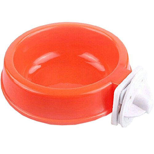 URIJK Plastic Shallow Dog Bowl Handing Cage Feeder Water Food Bowl with Bolt Holder for Pet Cat Bird Puppies