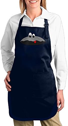 Dogquxio Cartoon Shells Kitchen Helper Professional Bib Apron With 2 Pockets For Women Men Adults Navy