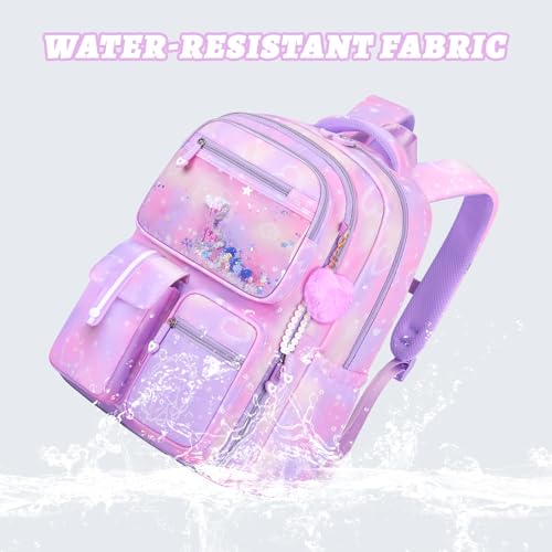 Amythe Set of 3 Teen Girls School Bag | School Bag Lunch Bag Pencil Case School Travel 15.6 Inches Portable Purple