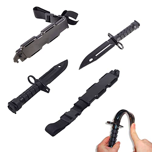 Bbiamsleep 4 Pieces Rubber Combat Knife M9 Style for Training Black