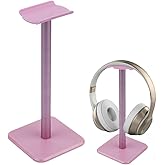 Deear Aluminum Metal Headphone Stand Holder Hanger with Aluminum Supporting Bar Flexible Headrest ABS Solid Base for All Headphones, Pink