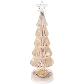Boston International Christmas Winter Holiday LED Tabletop Tree Decoration, Small, Champagne & White