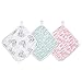 aden + anais Essentials Washcloth Set, Super Soft 100% Cotton Muslin, 3-Pack, Briar Rose