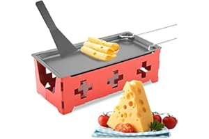 Mini Raclette Set, Cheese Melter Pan with Foldable Handle Tray Rotaster Baking Grilling Stove Tool,Electric Grills