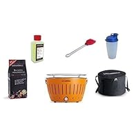  Lotusgrill Lotusgrill orange klein Edelstahl Stahl Kunststoff Balkon Camping Picknick ✔ rund ✔ tragbar rauchfrei ✔ Grillen mit Holzkohle ✔ für den Tisch 
