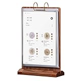 A5 Walnut Wood Sign Holder Vertical Table Card Flip