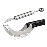 OUNONA Watermelon Slicer Watermelon Corer Stainless Steel and Free Gift Dual-Purpose Melon Baller