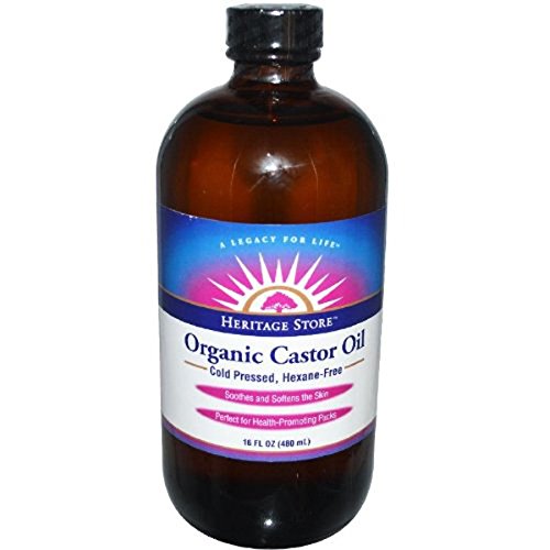 Heritage Store Organic Castor Oil, Cold Pressed | Rich Hydration for Hair & Skin, Bold Lashes & Brows, Hexane Free, 16oz