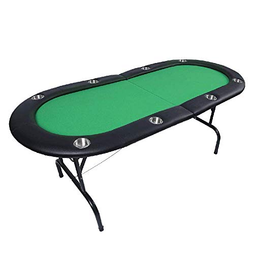IRONWALLS 72''x33''x30'' Foldable Poker Table 8 Player Folding Poker Play Card Casino Game Table Oval Green