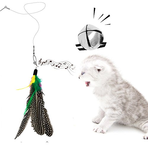Blaoicni Cat Wand Feather Toys Retractable Interactive Cat Tease Toys
