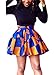 Dearlovers Women Retro African Print High Waist A Line Short Skirt Small Size Blue